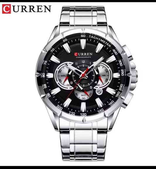 Nuevo reloj de pulsera CURREN para hombre,casual y deportivo, con cronografo, Correa de acero inoxidable, esfera grande, movimiento de cuarzo y agujas luminosa