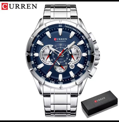 Nuevo reloj de pulsera CURREN para hombre,casual y deportivo, con cronografo, Correa de acero inoxidable, esfera grande, movimiento de cuarzo y agujas luminosa